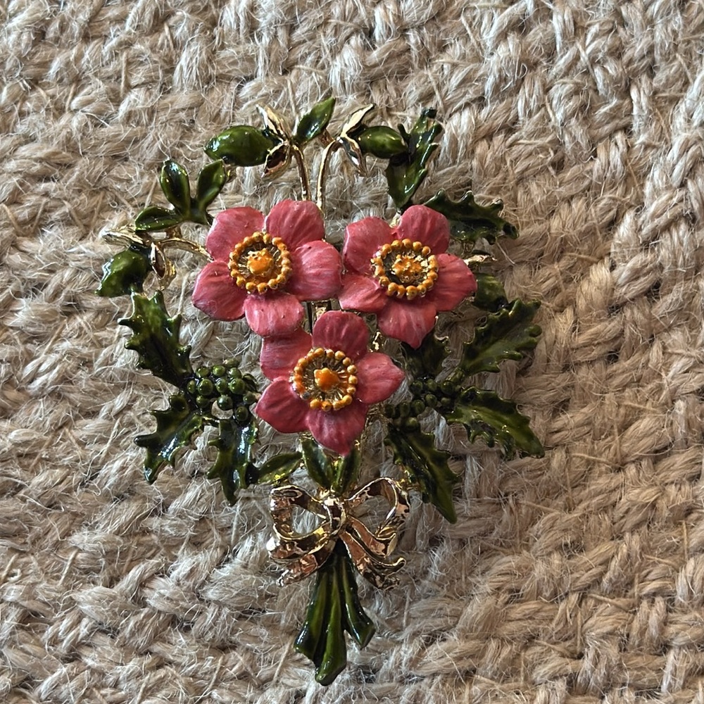 Charming Pink Floral Brooch